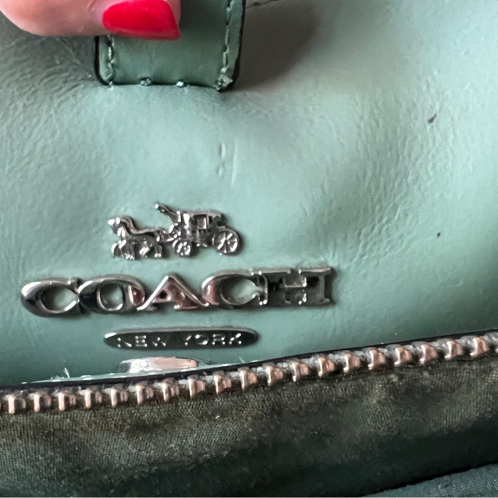 Coach Classic Avenue Cary-all Bag Dark Turquoise Green Snakeskin Embossed Straps - Picture 10 of 13